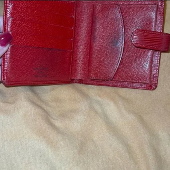 Louis Vuitton Porte Billets Red Epi Compact Bifold Snap Wallet Leather Vintage 1 - Picture 8 of 14